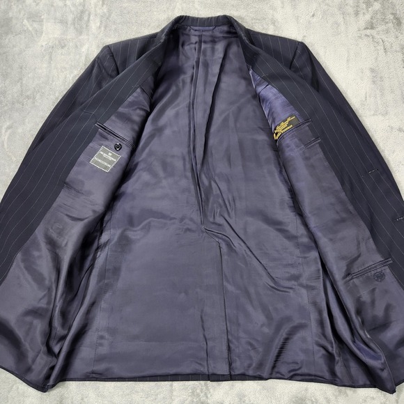Hickey Freeman Blazer Mens 43 Long Loro‎ Piana Navy Blue Pinstripe Wool - Picture 5 of 16